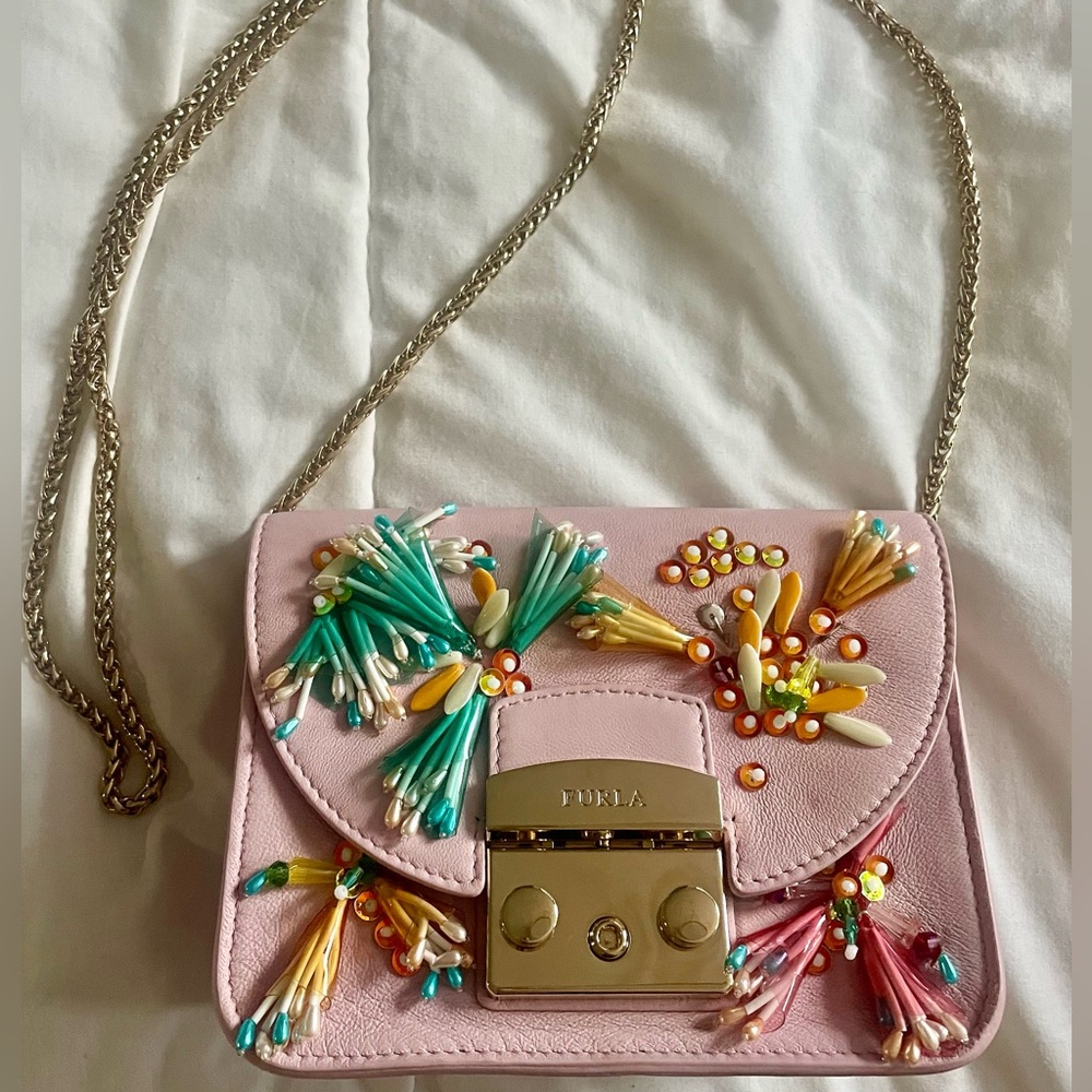 NWT FURLA PINK METROPOLIS CLIVIA MINI CROSSBODY